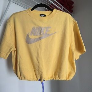 Nike Yellow Cropped Short Sleeve Shirt